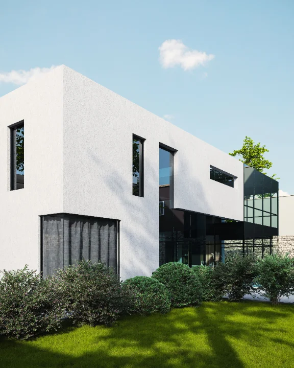 Maison contemporaine toit plat, piscine